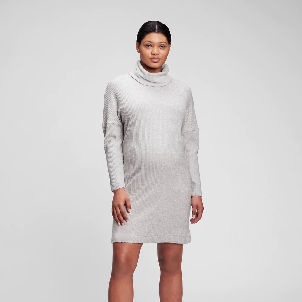 NWT GAP Maternity Cozy Ribbed Dress SZ Medium in Heather Grey